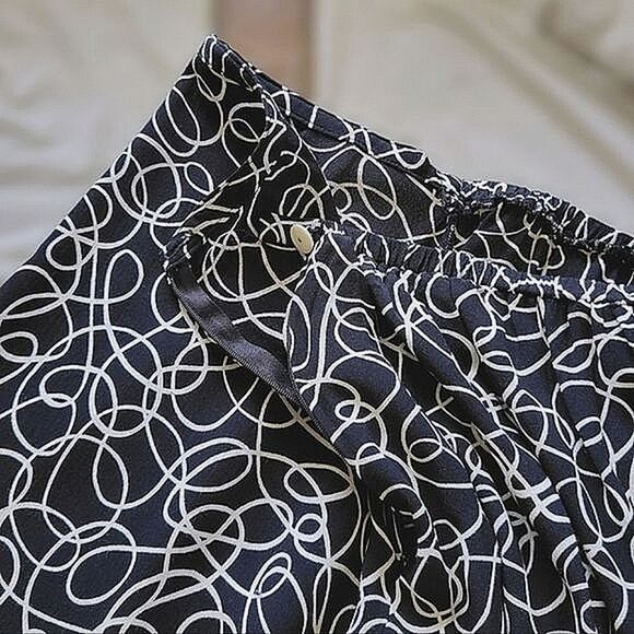 Vtg black and white scribble print summer midi skirt - Picture 8 of 15